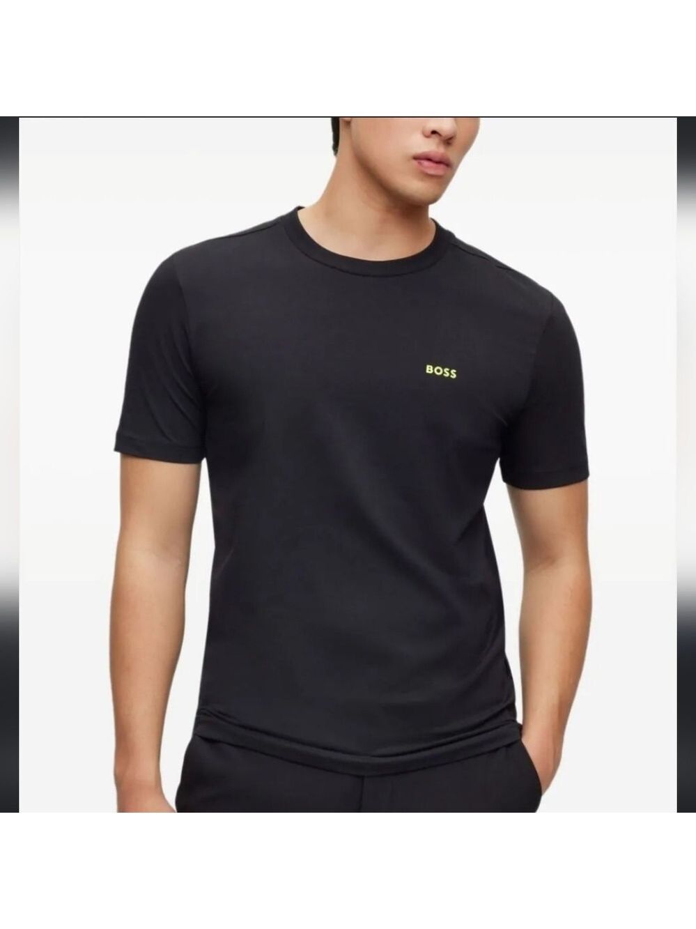 BOSS MEN'S Logo embroidery aplique tee shirt like new s size